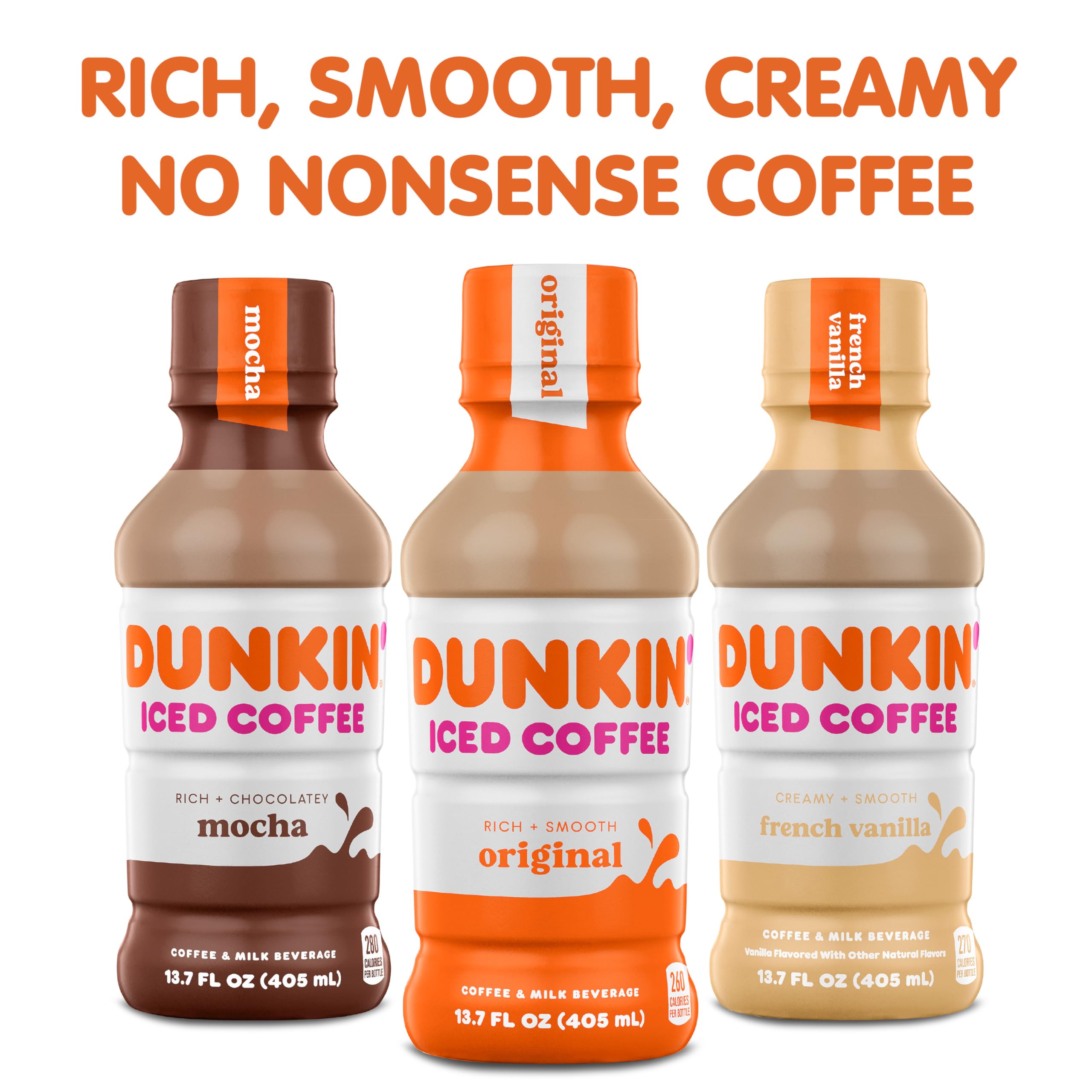 Dunkin Mocha Iced Coffee in fridge suggests ready-to-serve refreshment