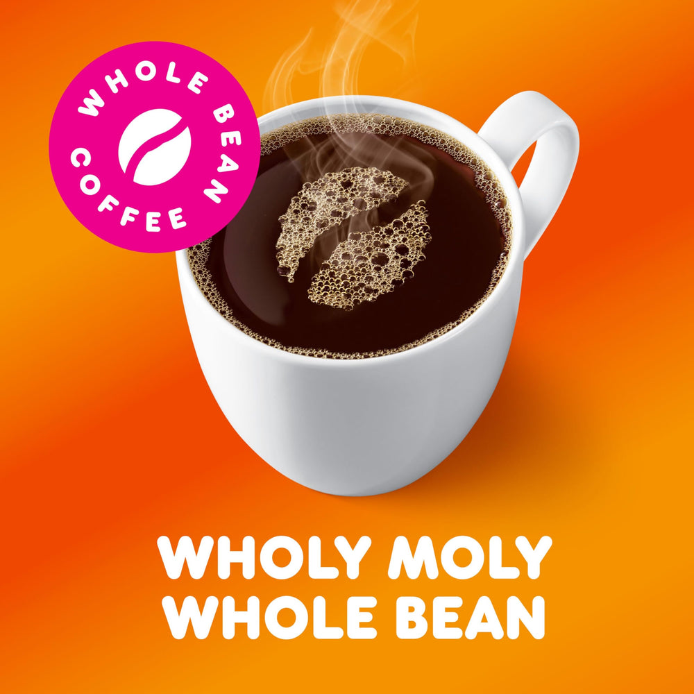 Dunkin Original Blend medium-roast whole-bean bags deliver rich, smooth flavor at home.