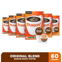 Pack of six boxes of Dunkin Original Blend for easy at-home supply