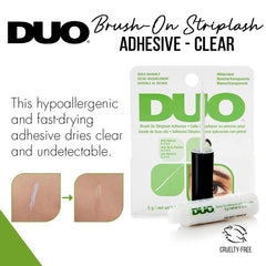 DUO lash glue dries clear to blend with natural lashes