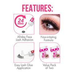 DUO Eyelash Glue Dark Tone withstands moisture for lasting wear.