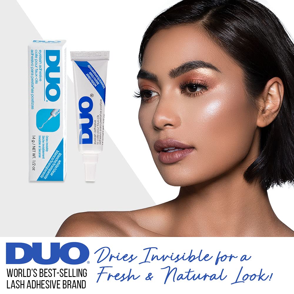 DUO Eyelash Glue dries clear to blend with any eye makeup.