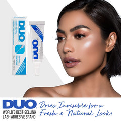 DUO Eyelash Glue dries clear to blend with any eye makeup.