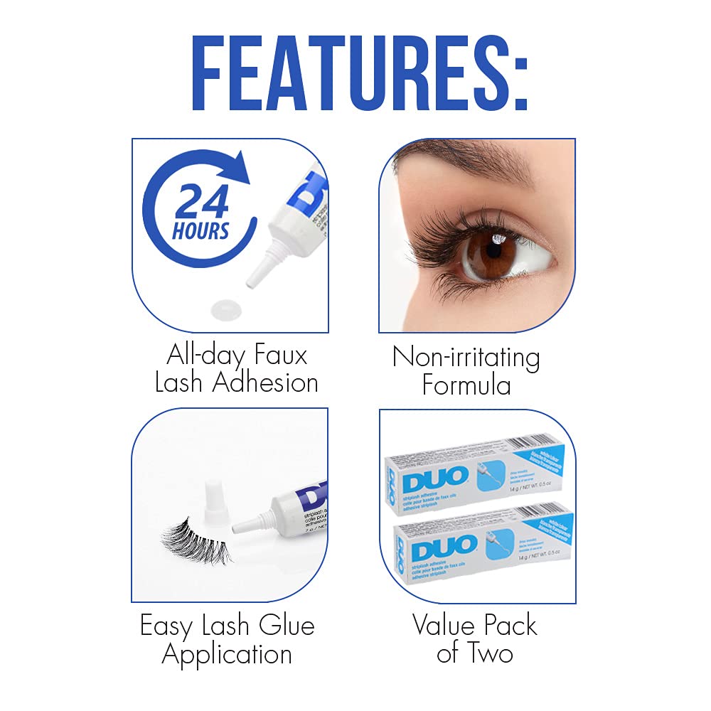 DUO Eyelash Glue features a waterproof formula that lasts.