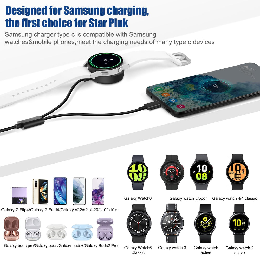 DuoCaiBao 2-in-1 charger powering watch and phone simultaneously at home.