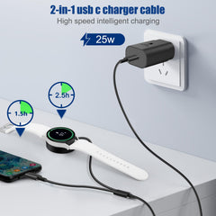 DuoCaiBao Samsung watch charger with USB-C port ready to power a phone.