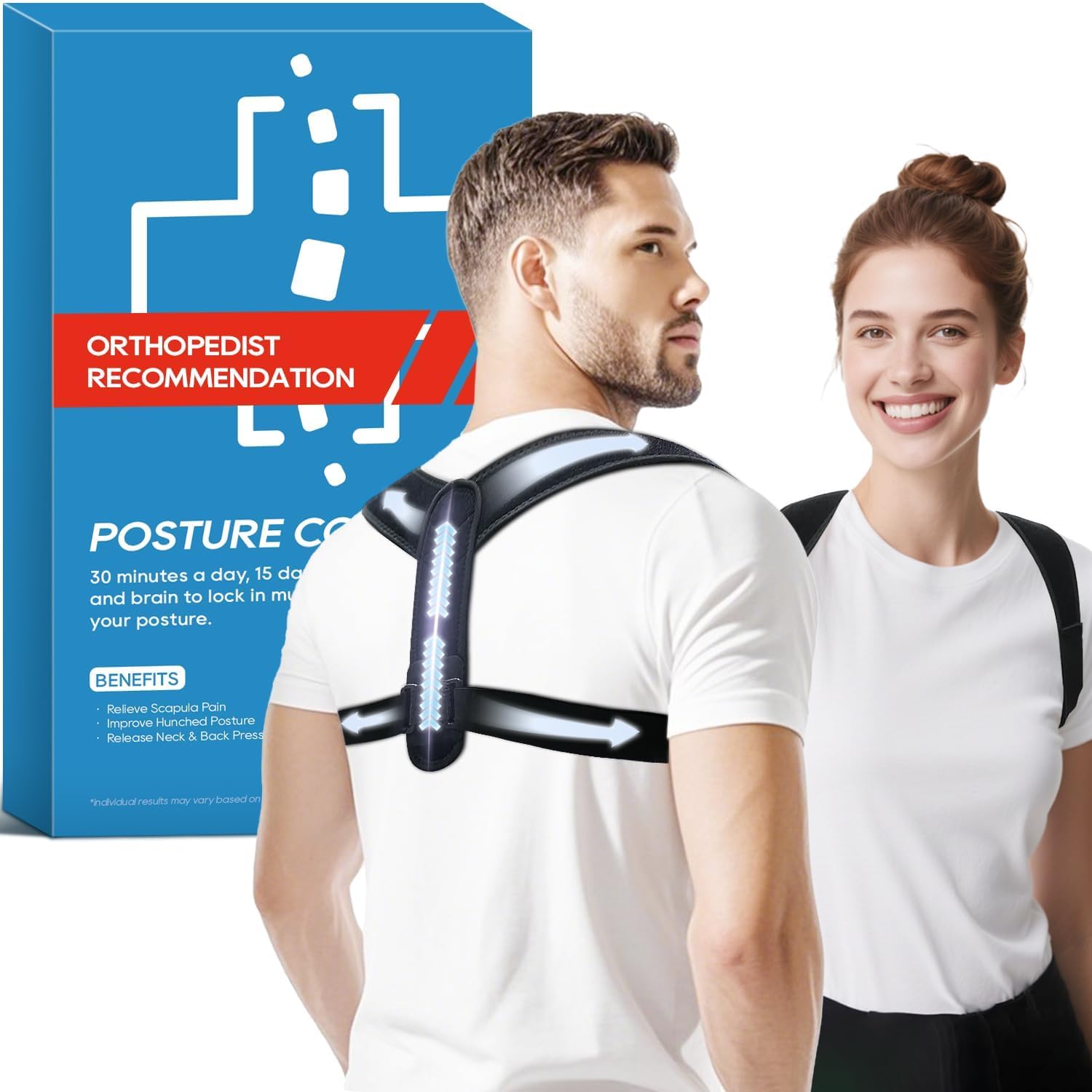 Duoorra posture corrector shoulder strap close-up for discreet daily wear and support.