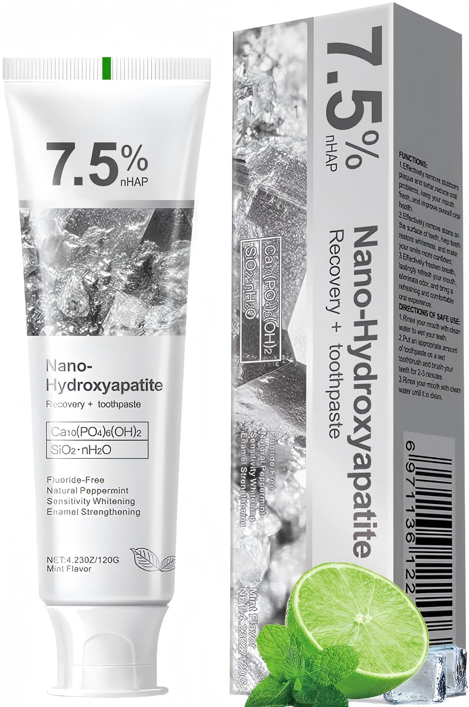 DUOYINTL toothpaste packaging shows 7.5% hydroxyapatite and brand