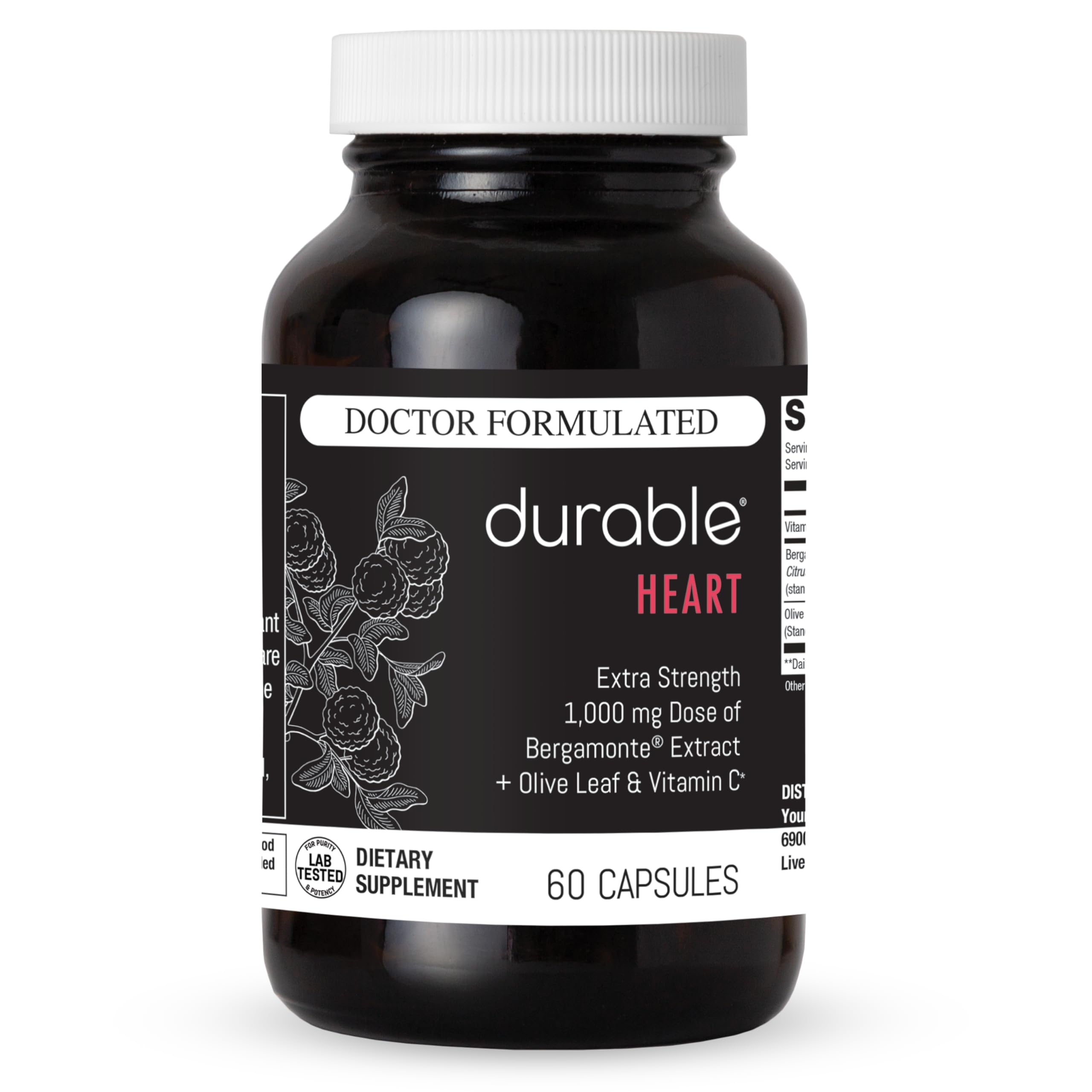 Durable Heart Bergamonte bottle front highlighting potential cardiovascular support.