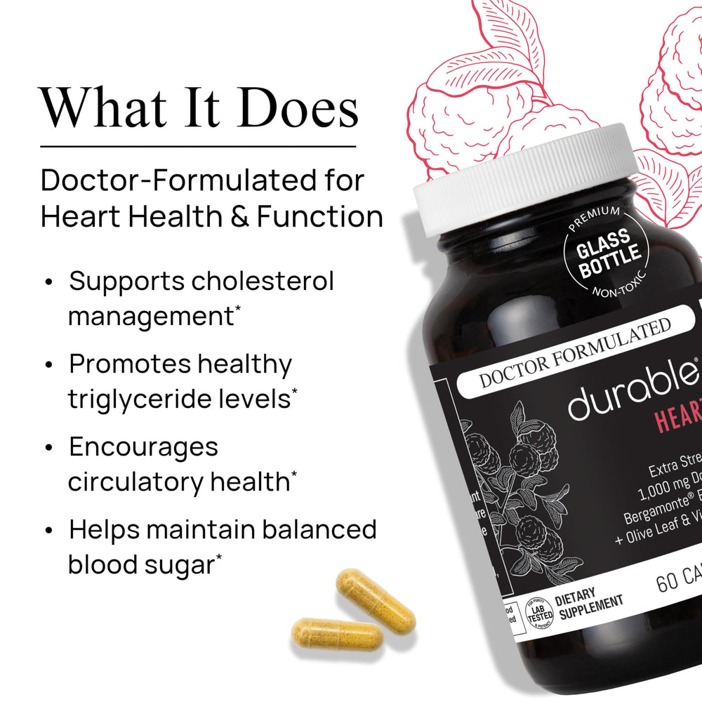 Durable Heart capsules arranged for easy daily dosing.