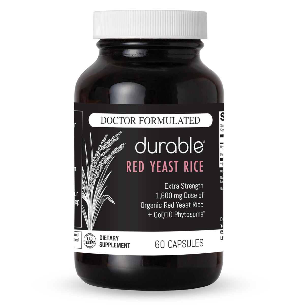 Durable Red Yeast Rice bottle with organic formula supports daily cardiovascular wellness.