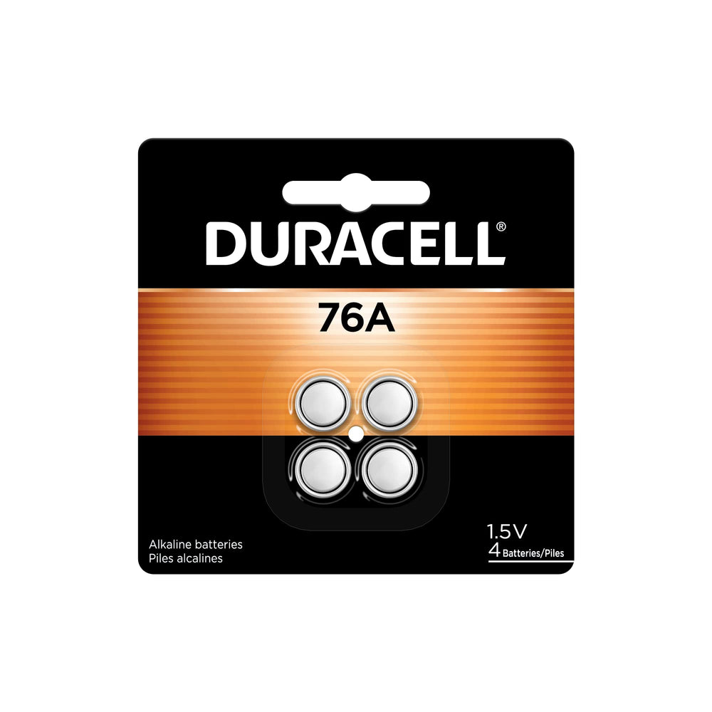 Duracell 76A batteries in a 4-count pack, ready for remote controls.