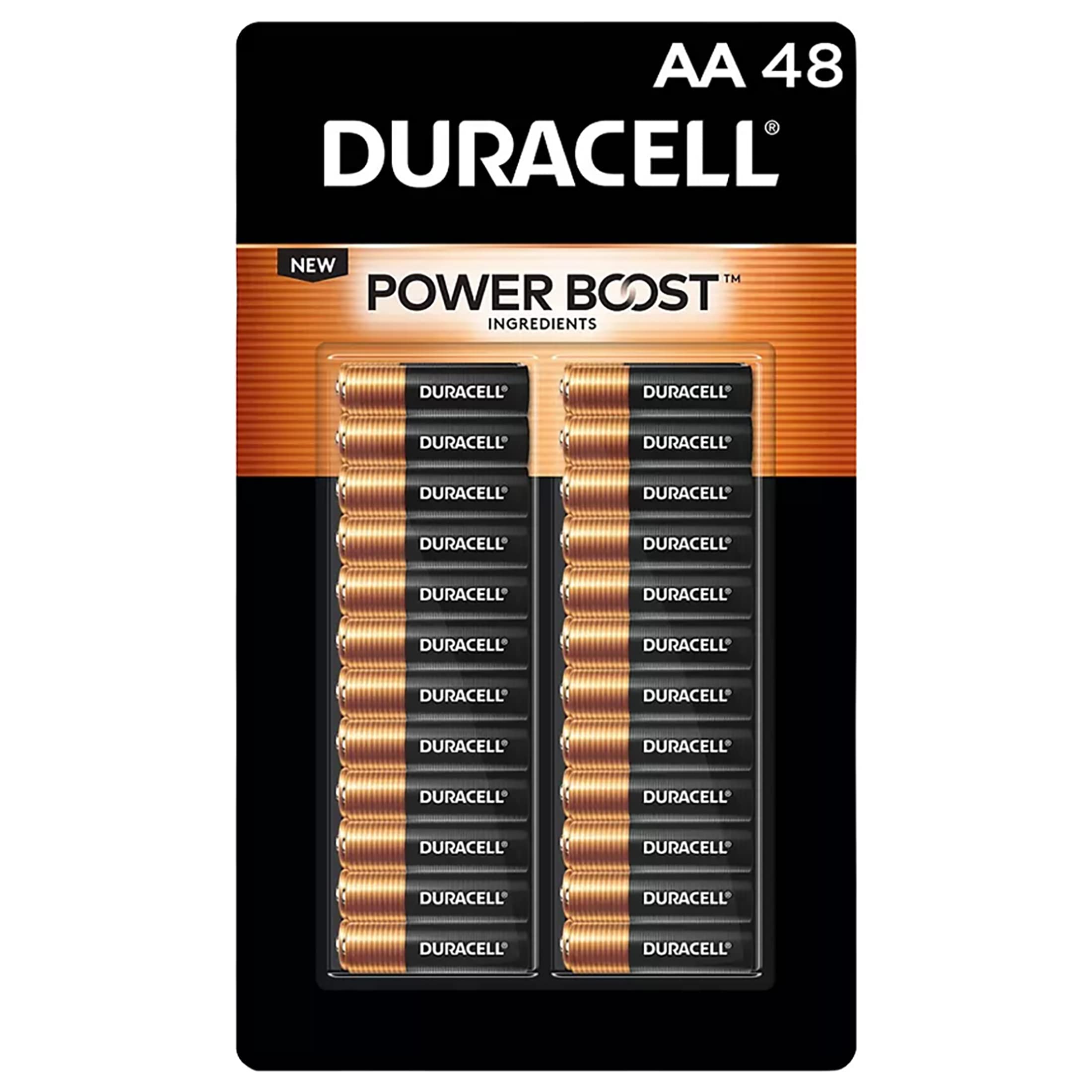 Duracell Coppertop AA battery storage pack, ready for long-term availability.