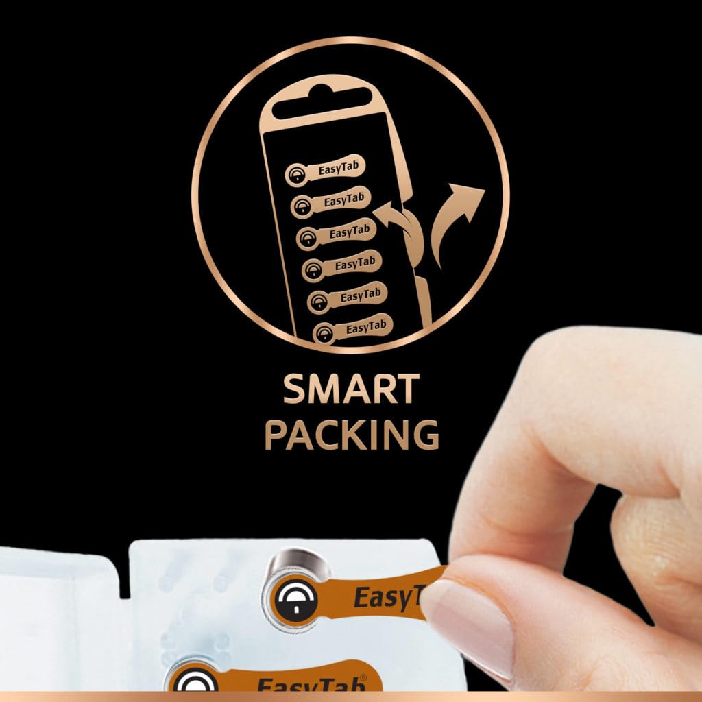 Duracell 312 battery installed in a hearing aid for reliable power.