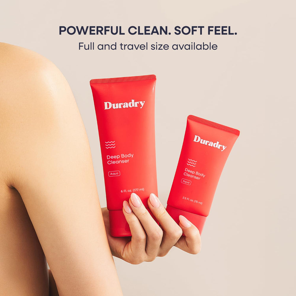 Duradry deodorizing body wash aqua fragrance evokes fresh, clean feeling.