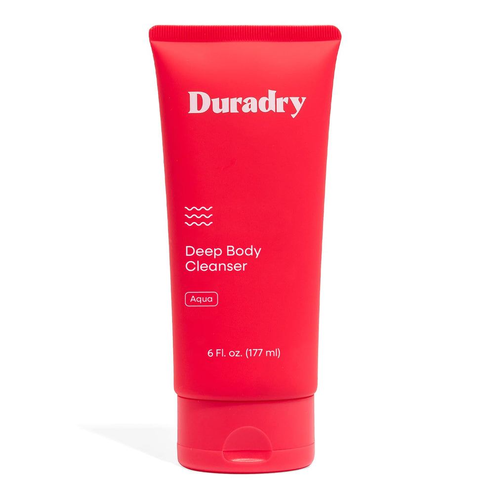 Duradry deodorizing body wash bottle promotes all-day odor control and clean skin.
