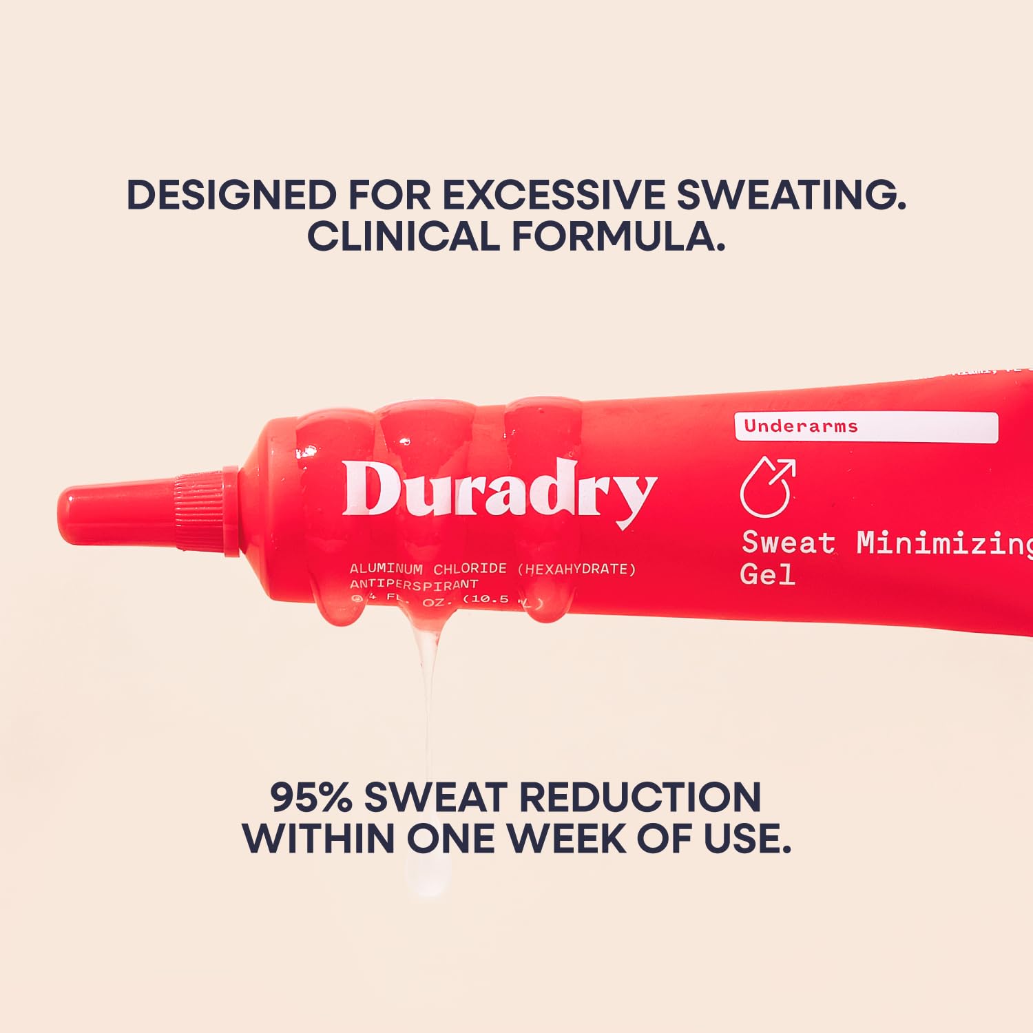 Duradry Sweat Minimizing Gel travel tube ready for on-the-go freshness.