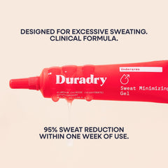 Duradry Sweat Minimizing Gel travel tube ready for on-the-go freshness.