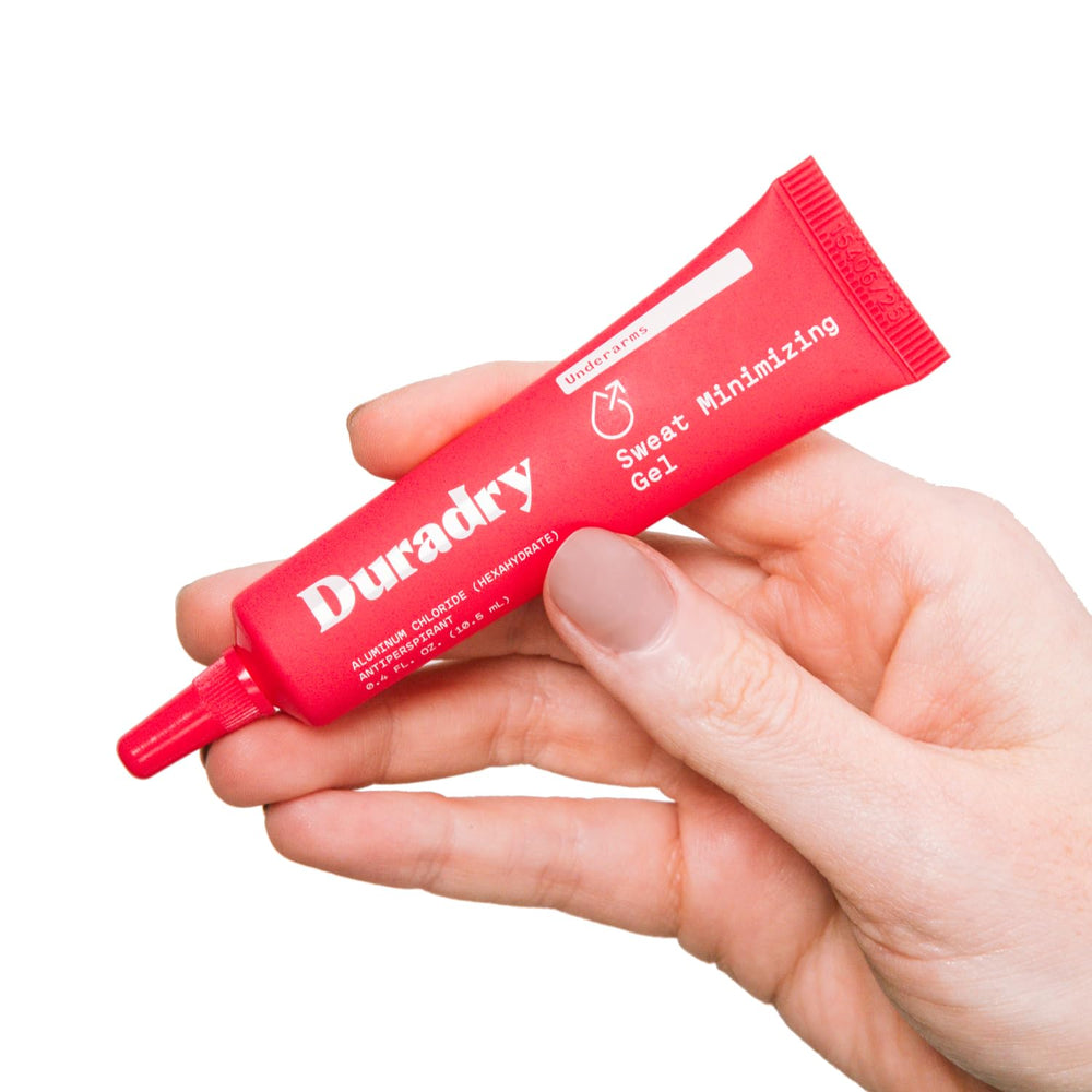 Duradry Sweat Minimizing Gel underarm application for discreet daily control.