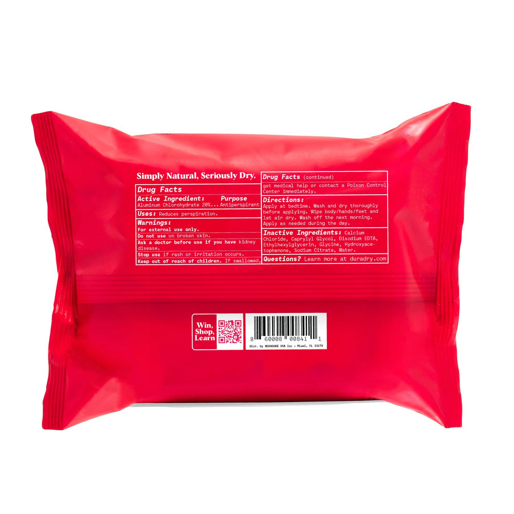 Duradry unscented wipes close-up highlighting fragrance-free formula