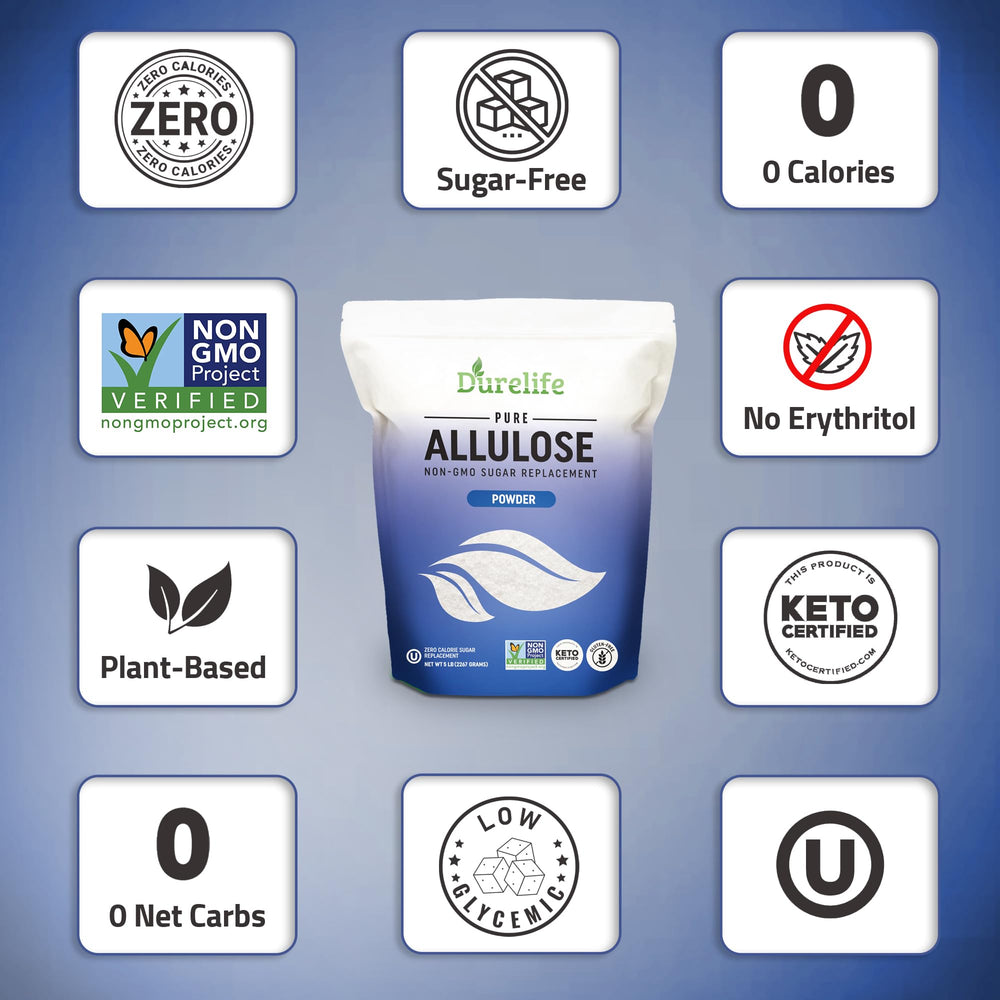 DureLife Allulose OU Kosher logo signals dietary compliance.