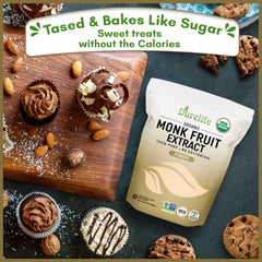 DureLife monk fruit sweetener scoop shows precise measuring for recipes