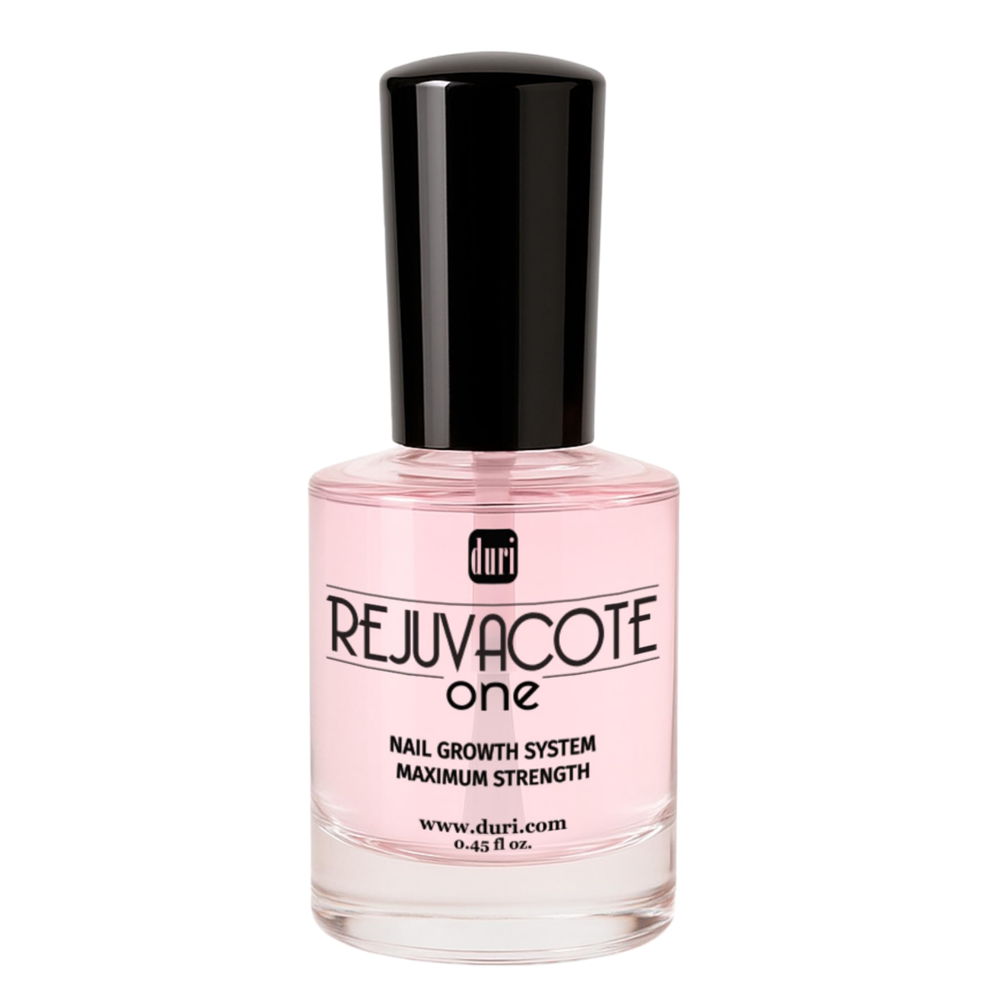 Duri Rejuvacote 1 bottle close-up highlighting strength for damaged nails.
