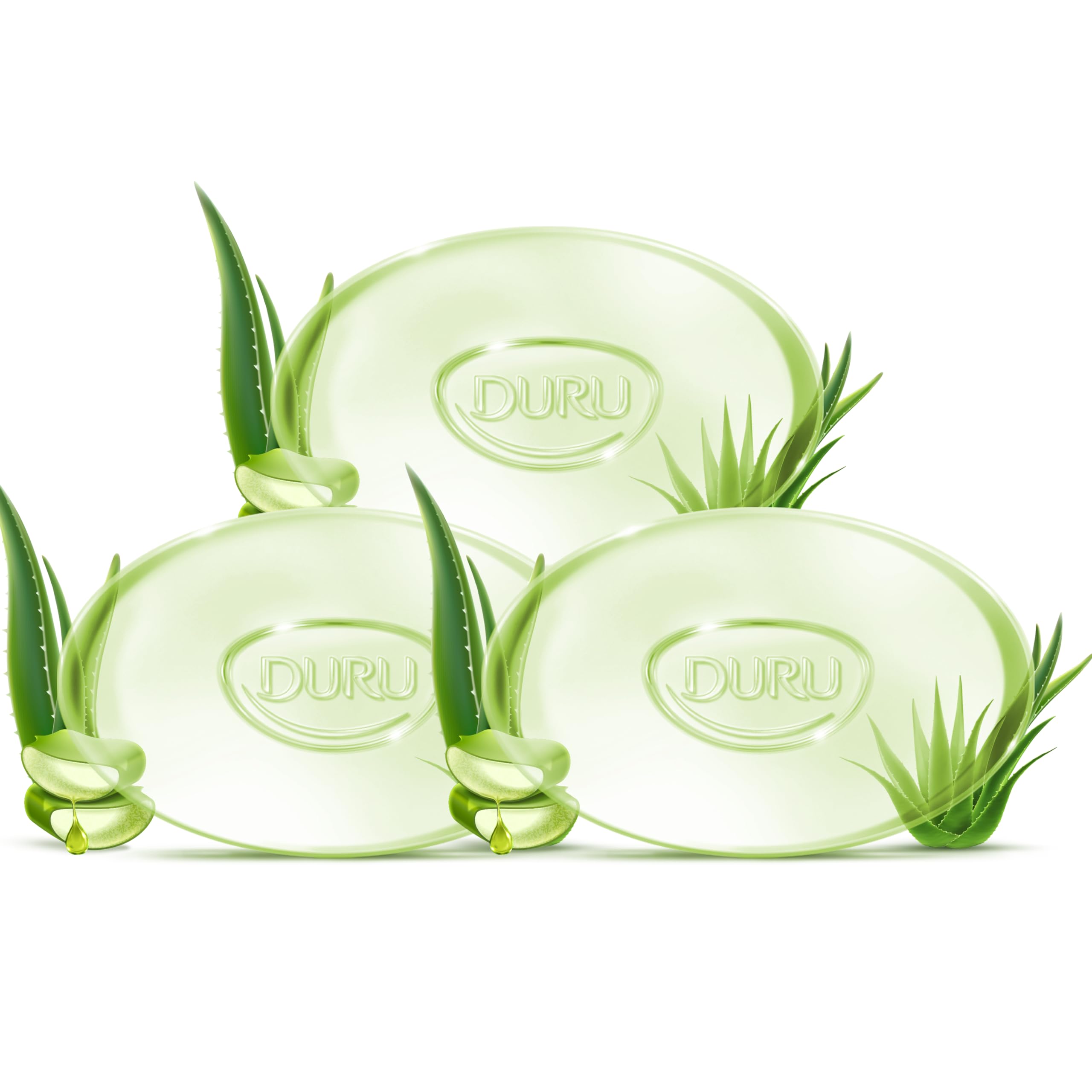 Duru Aloe Vera bar soap closeup highlights glycerin-based moisturizing formula.