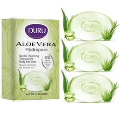 Duru Aloe Vera glycerin bar soap pack-3 front view for gentle cleansing.