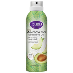 Duru Avocado Moisturizing Spray Lotion bottle applying quick hydration without greasiness
