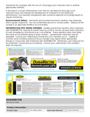 Durvet Duramectin paste label with dosage and safety notes.