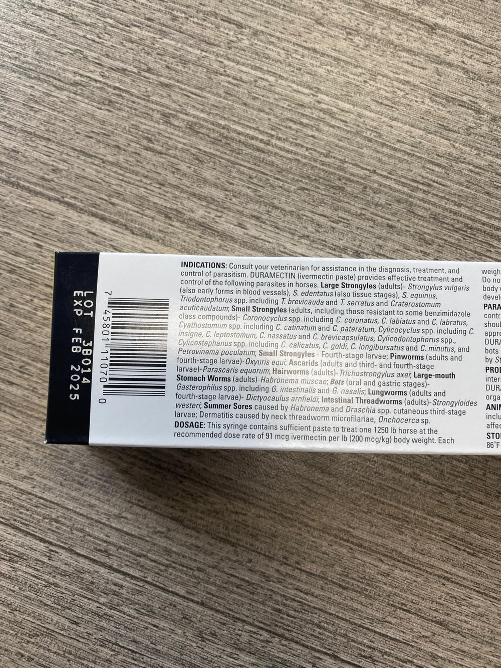 Durvet Duramectin paste targets worms and bots for comprehensive care.