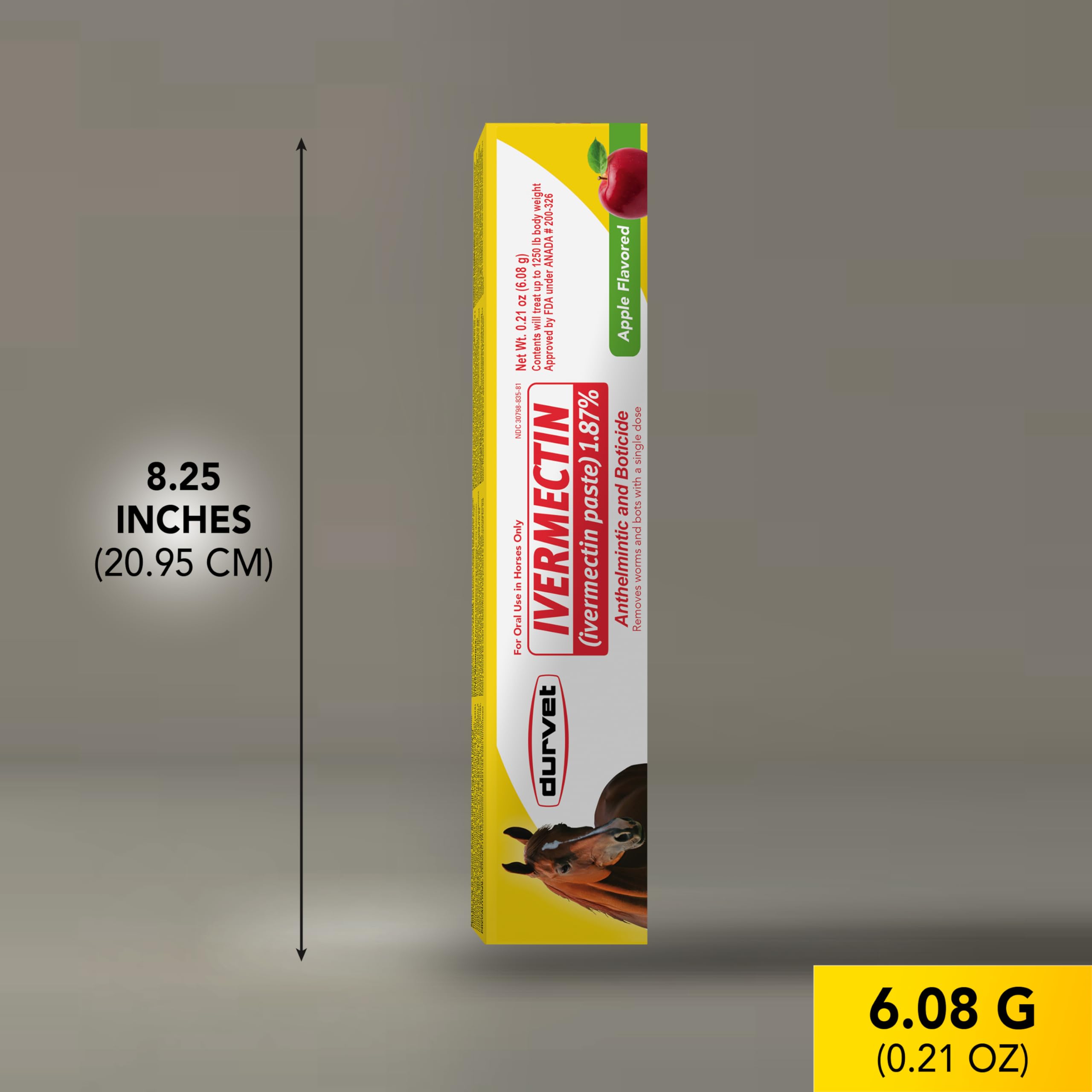 Apple-flavored paste applicator simplifies dosing in horses.