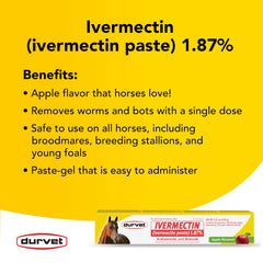 Tube close-up showing accurate dosing of Ivermectin Paste during equine treatment.