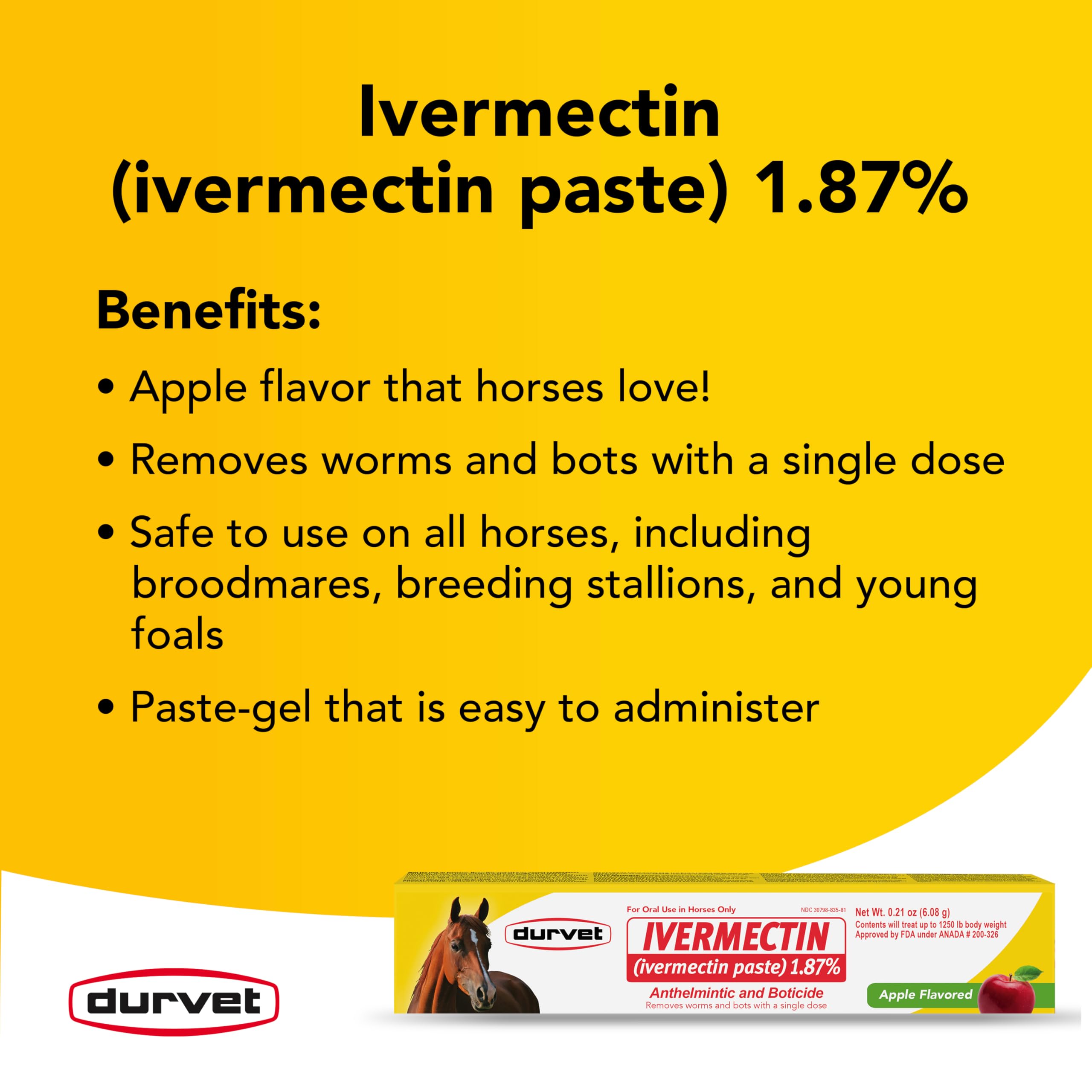 Durvet Ivermectin Paste label highlights 1.87% ivermectin and dosage guidance.