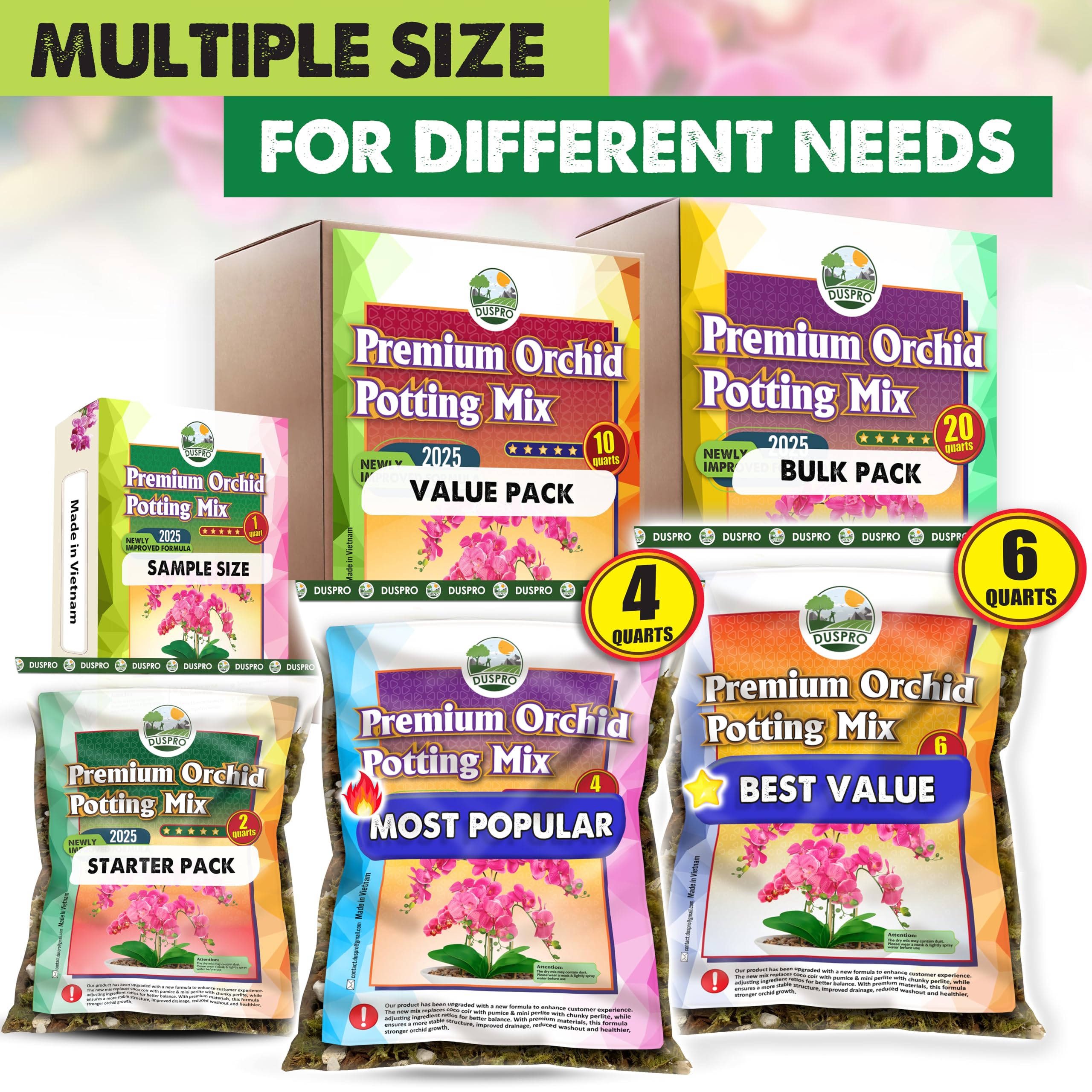 Duspro orchid mix ready-to-use blend simplifies orchid repotting indoors.