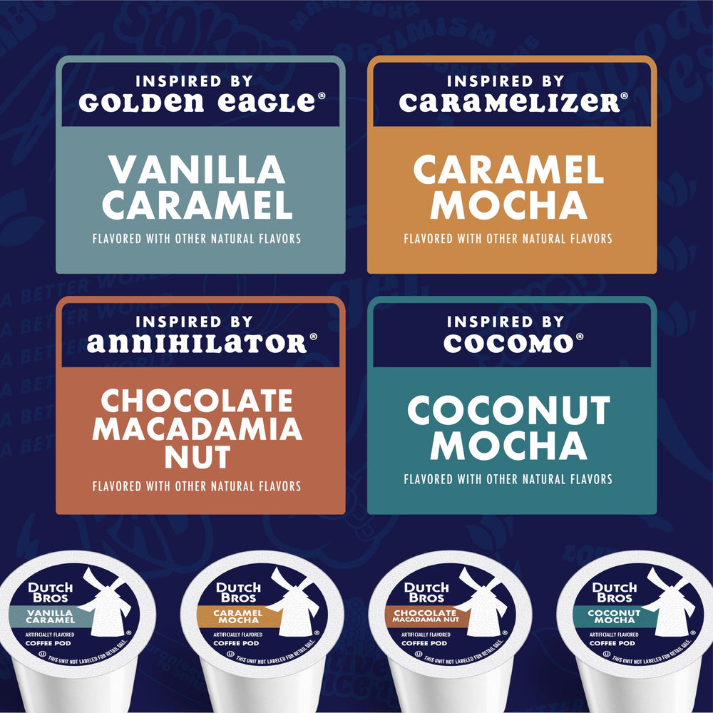 Dutch Bros Chocolate Macadamia Nut pods deliver creamy indulgence in a single-serve brew.