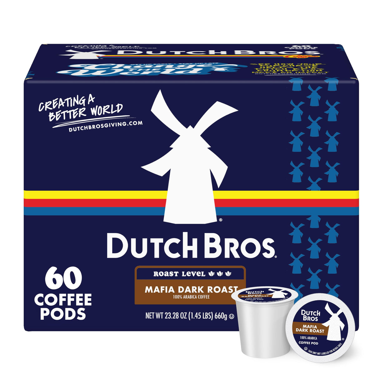 Dutch Bros Mafia Dark Roast box front with bold packaging and premium pods ready for mornings
