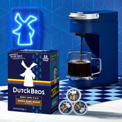 Dutch Bros Mafia Dark Roast cup steaming, inviting a bold taste