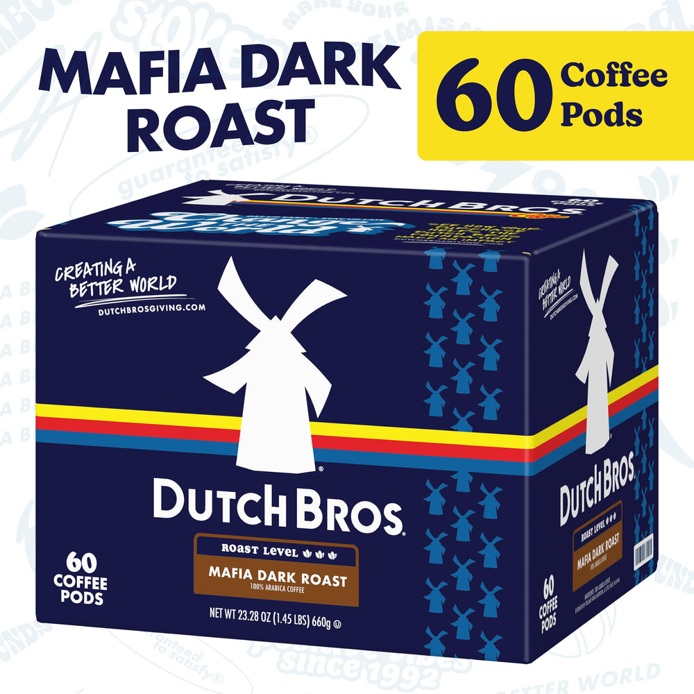 Close-up of Mafia Dark Roast pods highlighting 100% Arabica quality