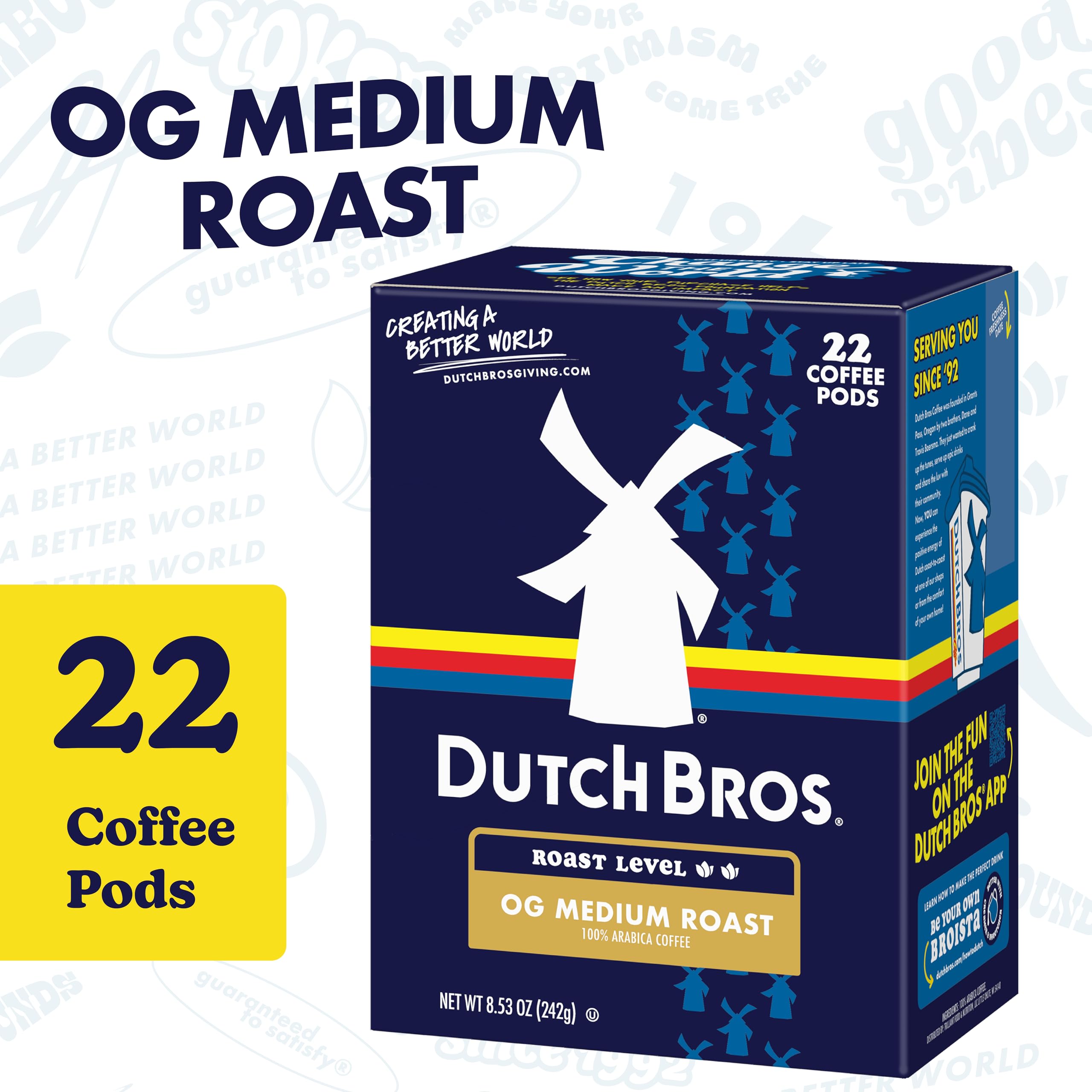 Dutch Bros OG Medium Roast pod brew captures balanced aroma of chocolate and citrus.
