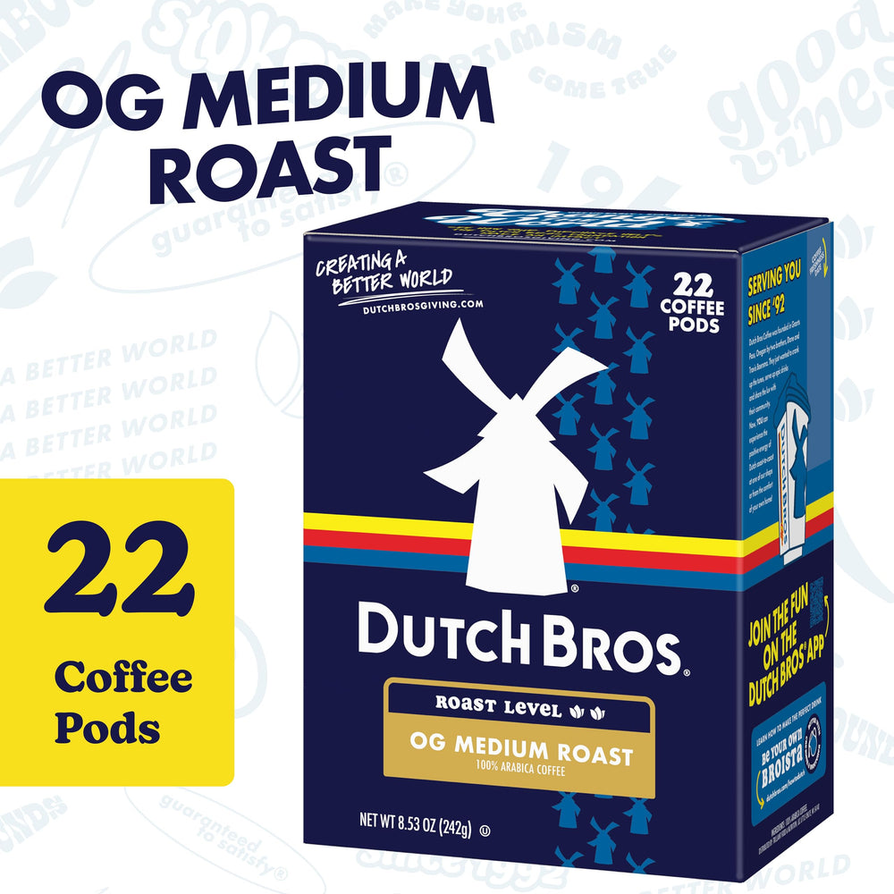 Dutch Bros OG Medium Roast pod brew captures balanced aroma of chocolate and citrus.