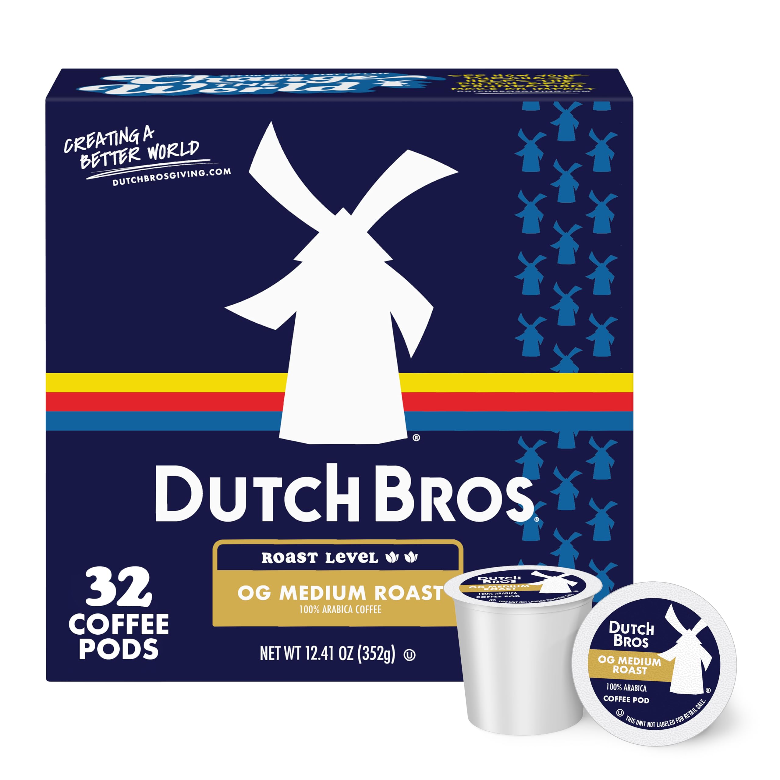 Dutch Bros OG Medium Roast pods in a 32-count box for convenient brewing