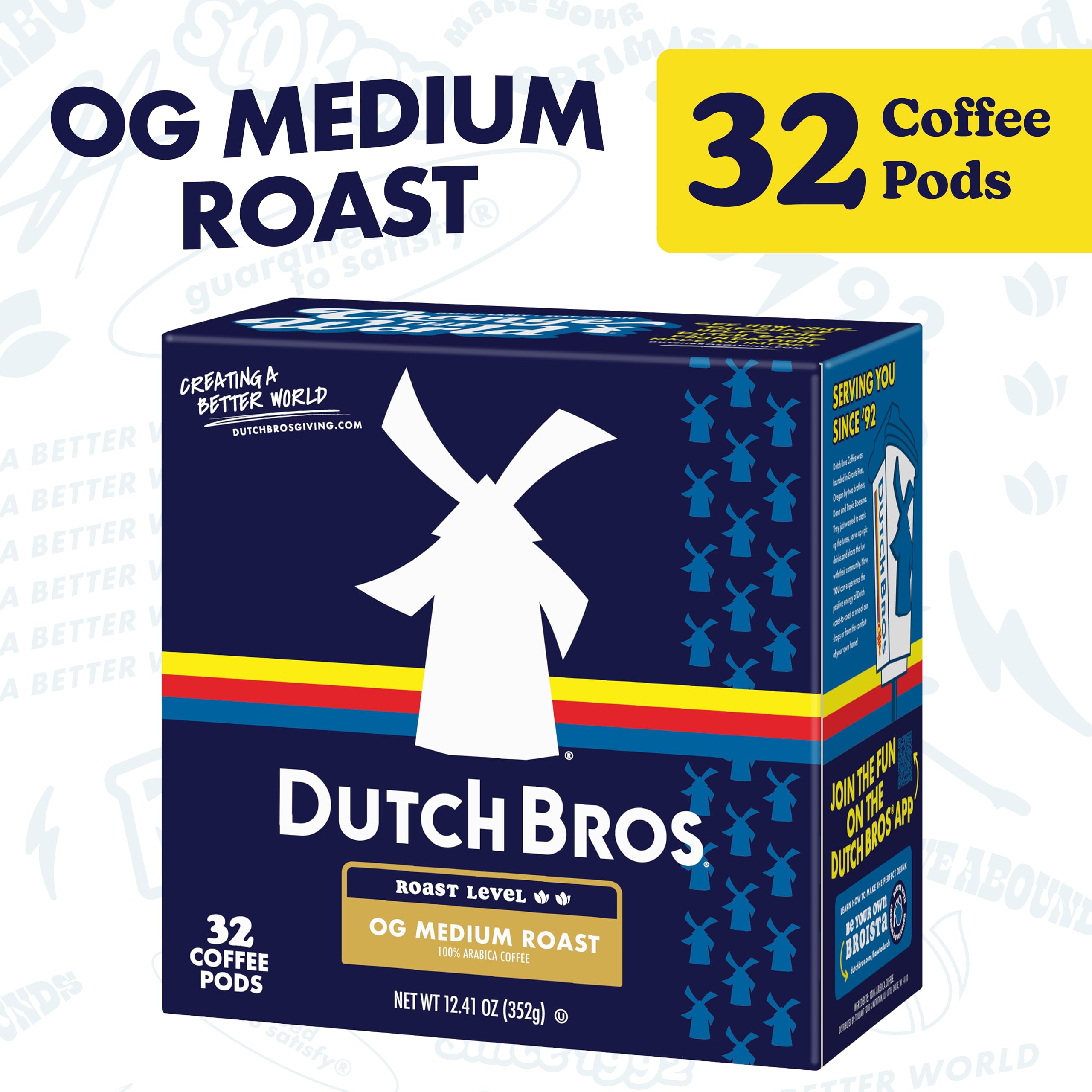 Dutch Bros OG Medium Roast pods pouring into a cup for a smooth, balanced sip