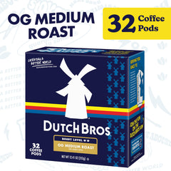 Dutch Bros OG Medium Roast pods pouring into a cup for a smooth, balanced sip