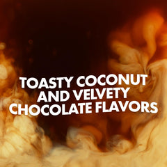Closeup of Dutch Bros Coconut Mocha coffee pod highlighting flavor details.