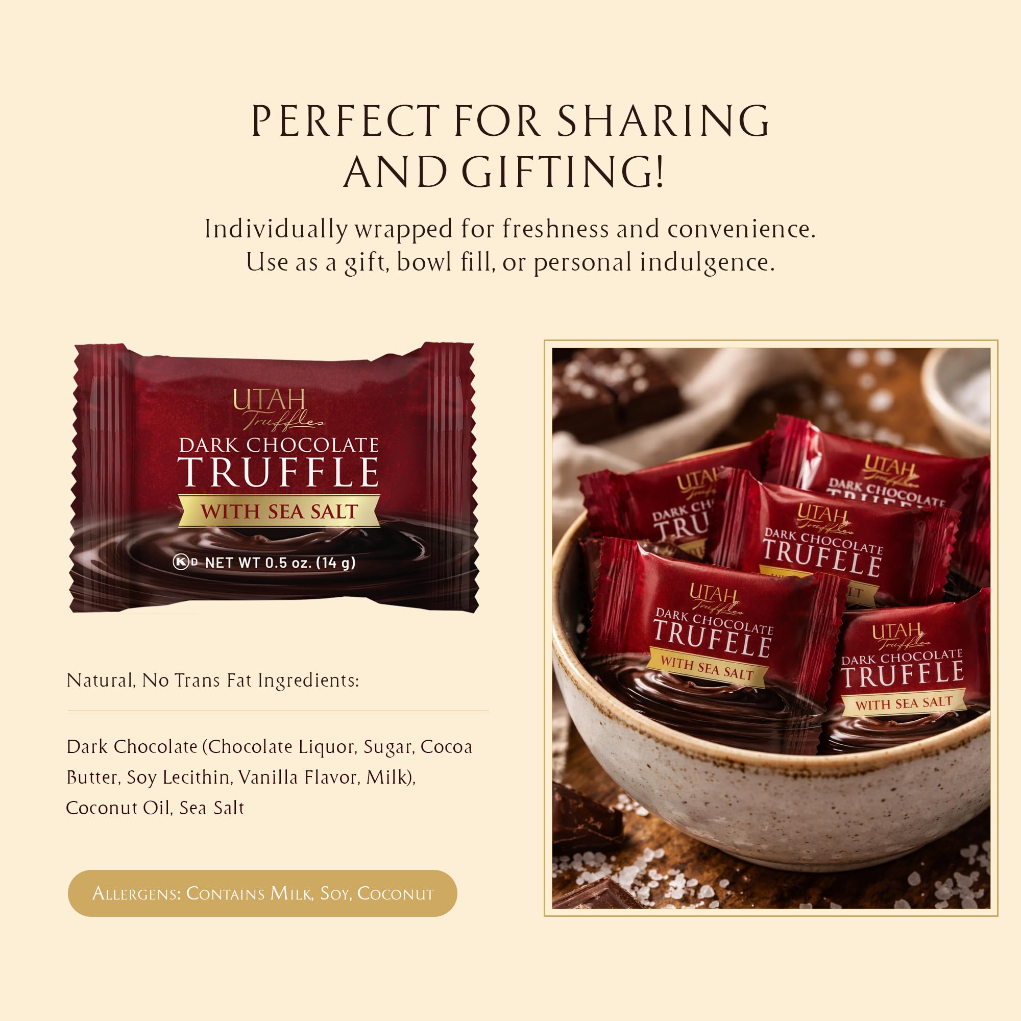 DUTIS Utah Truffles gluten free label for inclusive snacking.