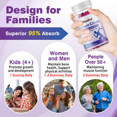 duwhot Calcium Citrate Gummies label shows blueberry flavor and dosage details