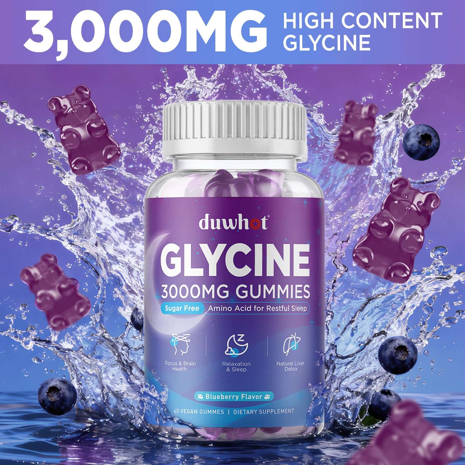 Duwhot Glycine Gummies being poured into a hand for easy use.