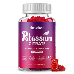 Duwhot potassium citrate gummies bottle showing 1000mg daily dose for easy supplementation.